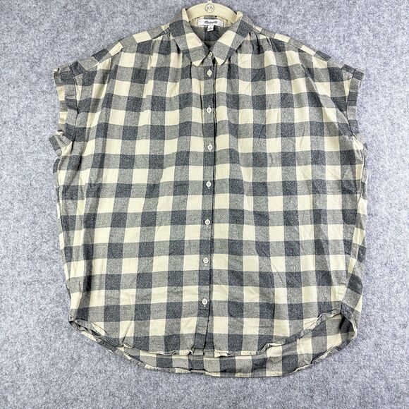 Madewell Central Shirt Top Womens S Hudson Buffalo Check Oversized Short Sleeve - Picture 1 of 13